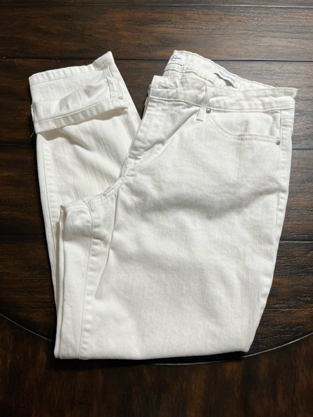 Jessica Simpson Size 14 White Rolled Crop Skinny Jeans Stretch